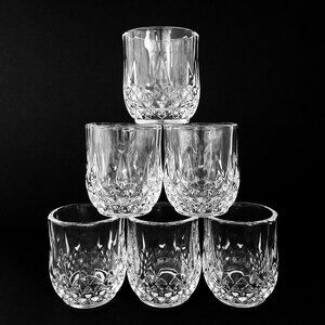 NEW IN BOX LOT 6pc SET WHISKEY STYLE DIAMOND CUT SHOT GLASSES 2.8oz